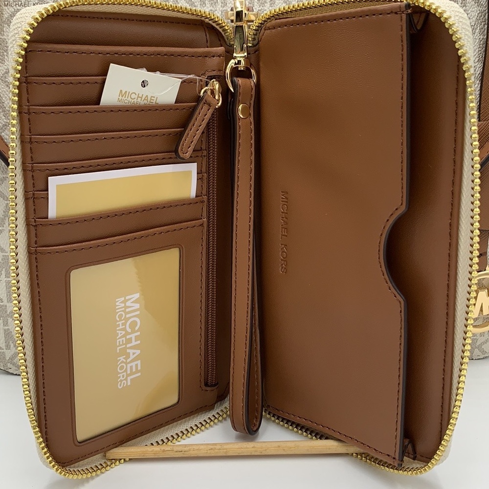 MICHAEL KORS LARGE X CHAIN SHOULDER TOTE & LG FLAT MULTIFUNCTIONAL PHONE CASE - Picture 10 of 16